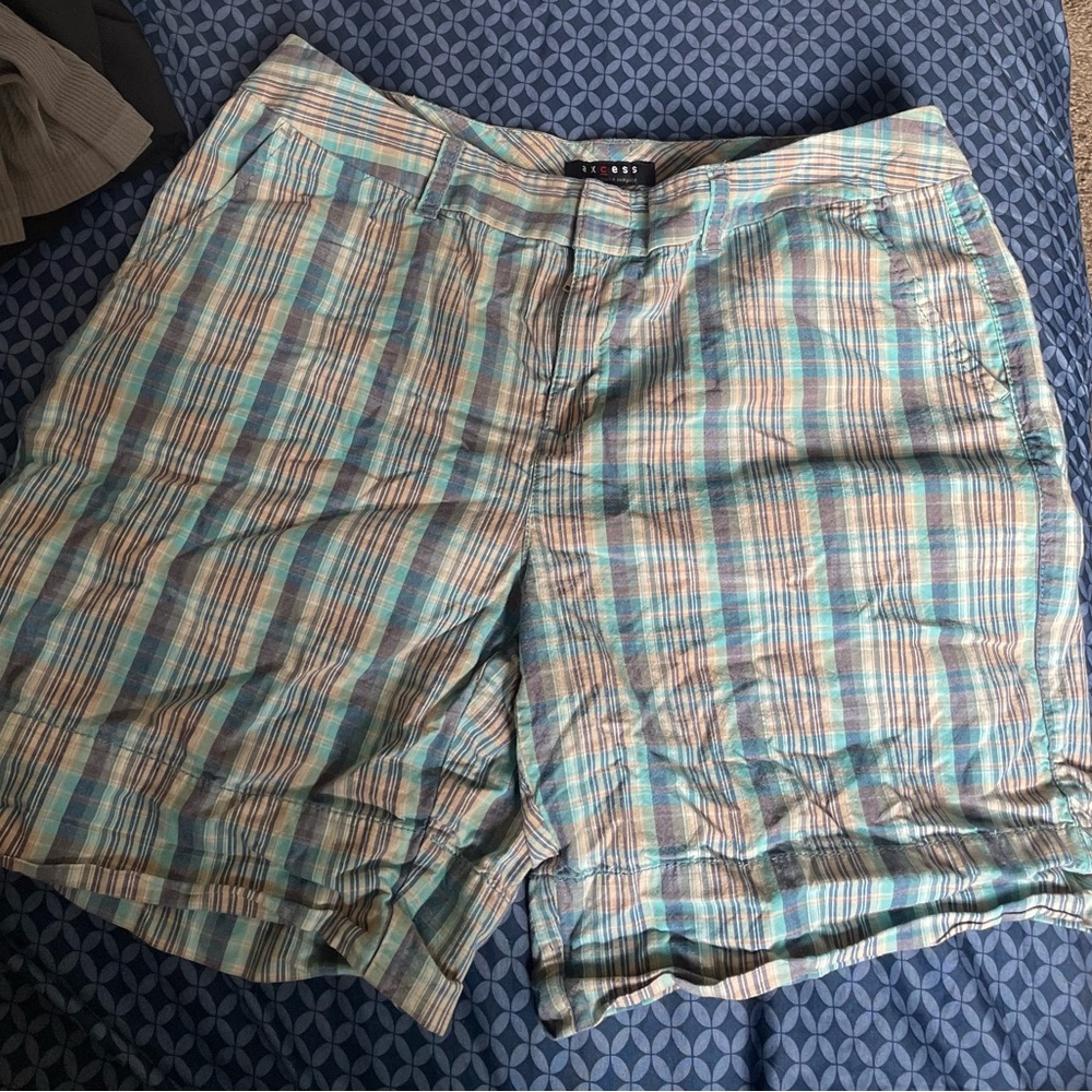 Access Cotton Blue Pink Pastel Plaid Shorts